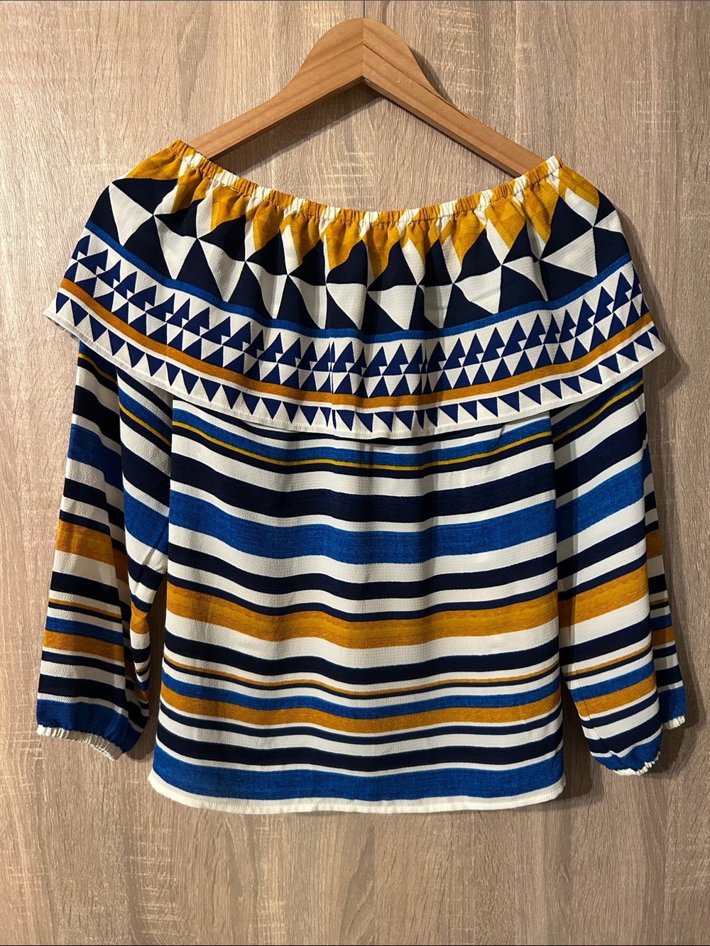 Chico's Off-Shoulder Multi-Colored Striped Blouse Size 0